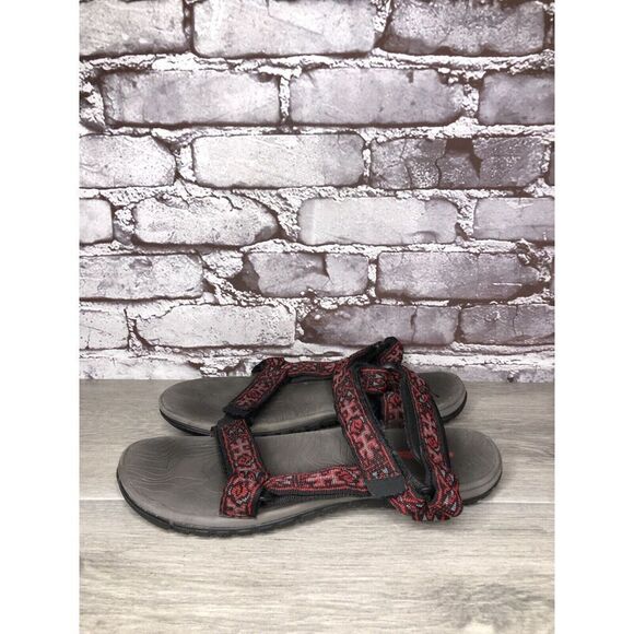 Teva Hurricane 3 Red Black Lizard Print Nylon Strappy Hiking Sandals Men 7M US - Picture 1 of 16